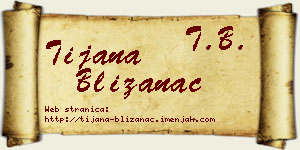 Tijana Blizanac vizit kartica
